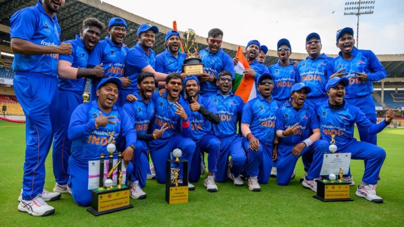 The Indian team won the ‘Blind T20 Cricket World Cup’ for the third time in a row.